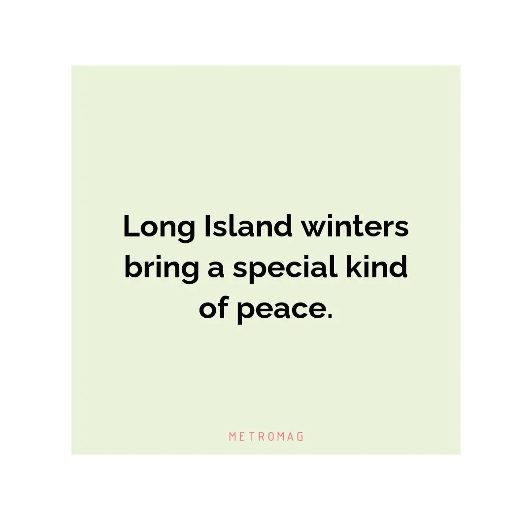 Long Island winters bring a special kind of peace.