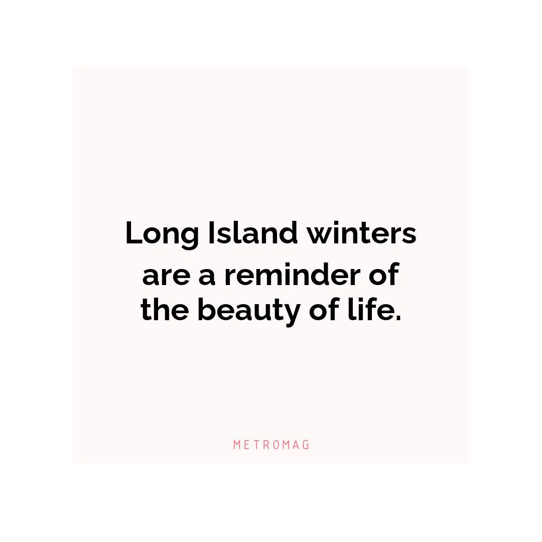 Long Island winters are a reminder of the beauty of life.
