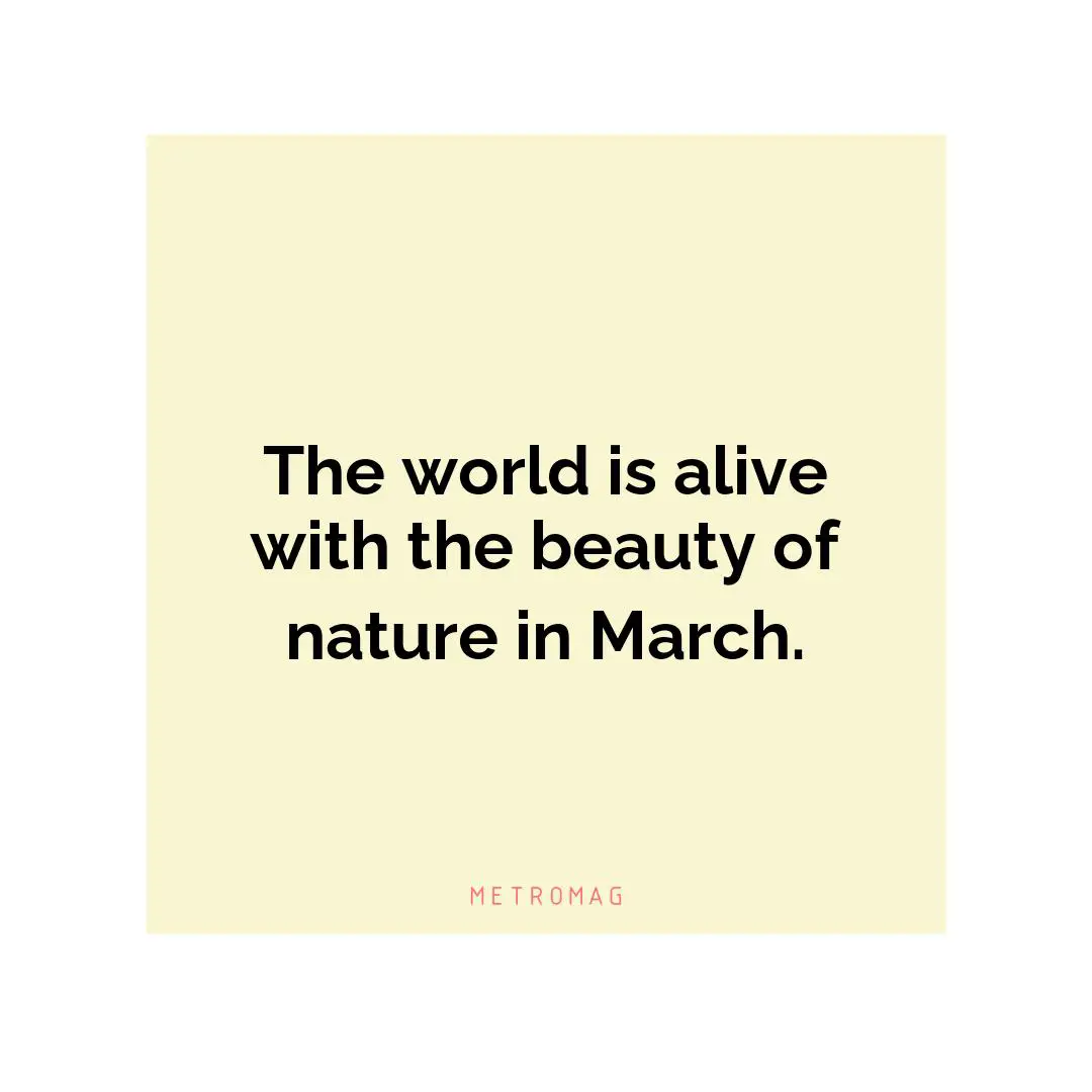 The world is alive with the beauty of nature in March.