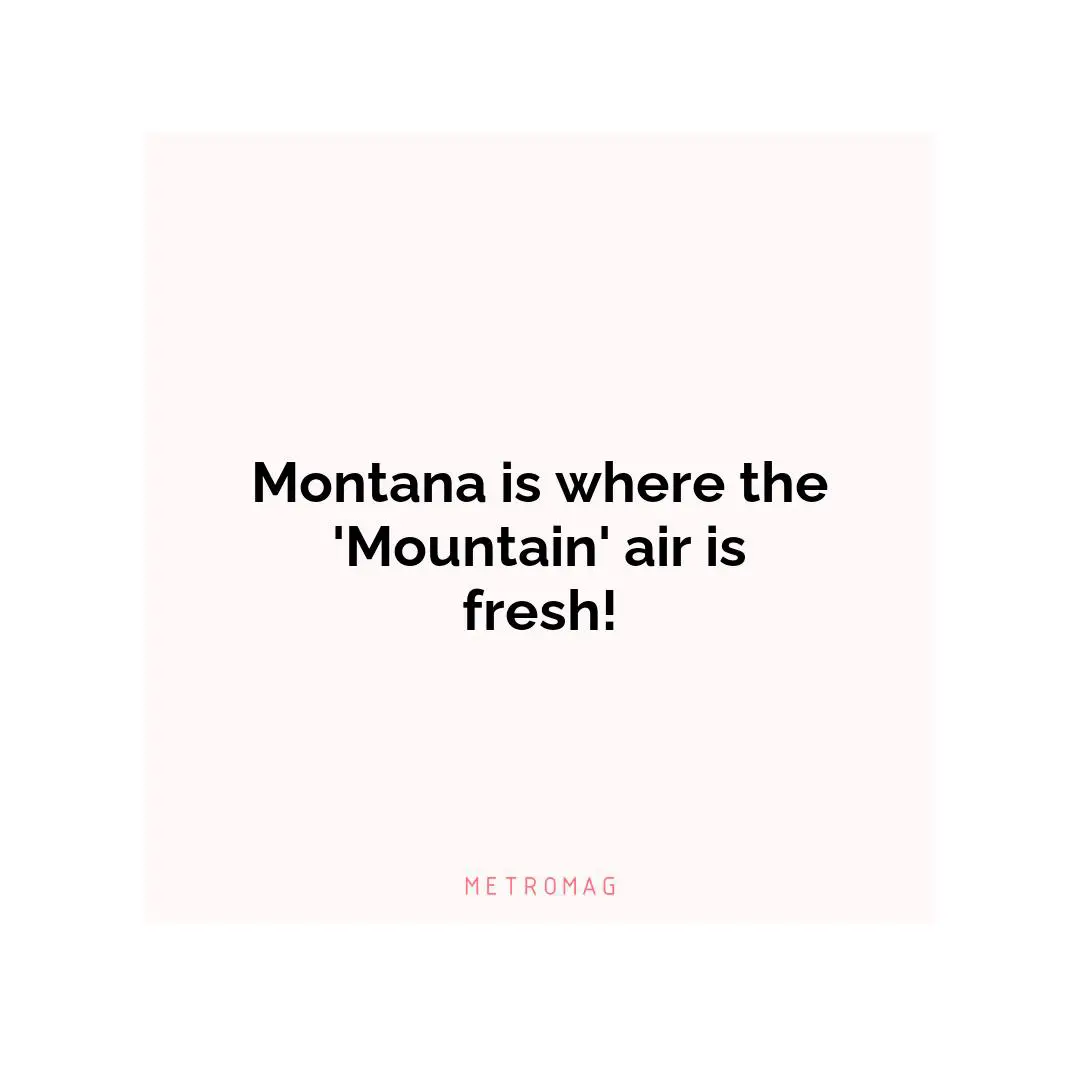 Montana is where the 'Mountain' air is fresh!