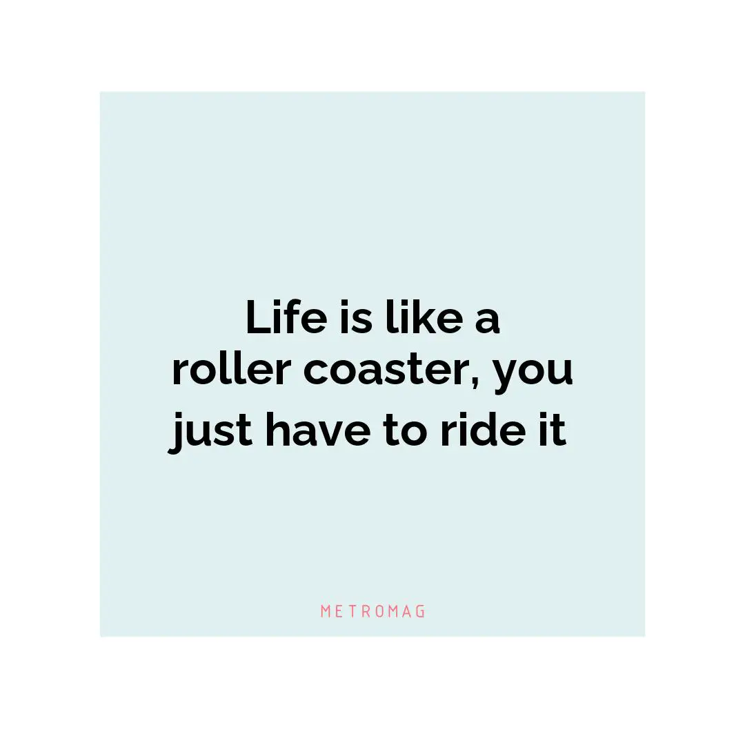 Life is like a roller coaster, you just have to ride it