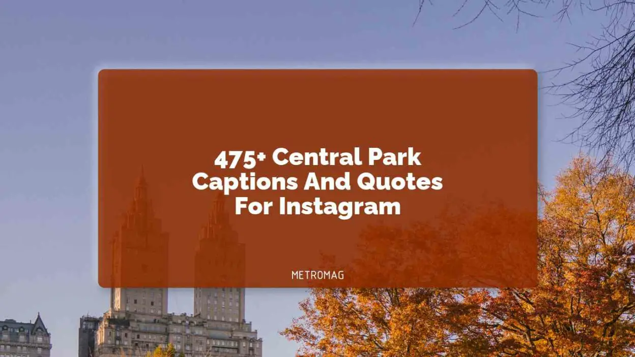 475+ Central Park Captions And Quotes For Instagram