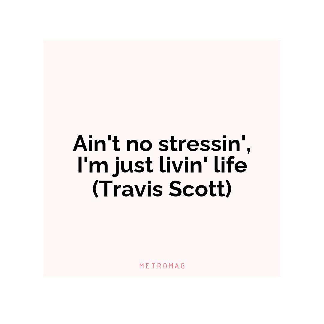 Ain't no stressin', I'm just livin' life (Travis Scott)