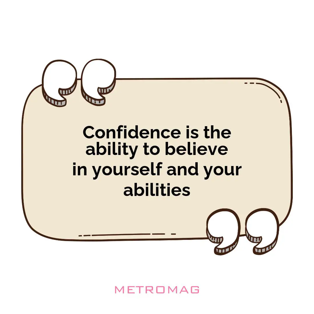 Confidence is the ability to believe in yourself and your abilities