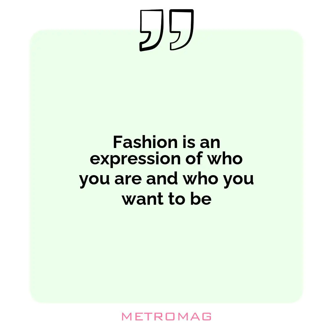 Fashion is an expression of who you are and who you want to be
