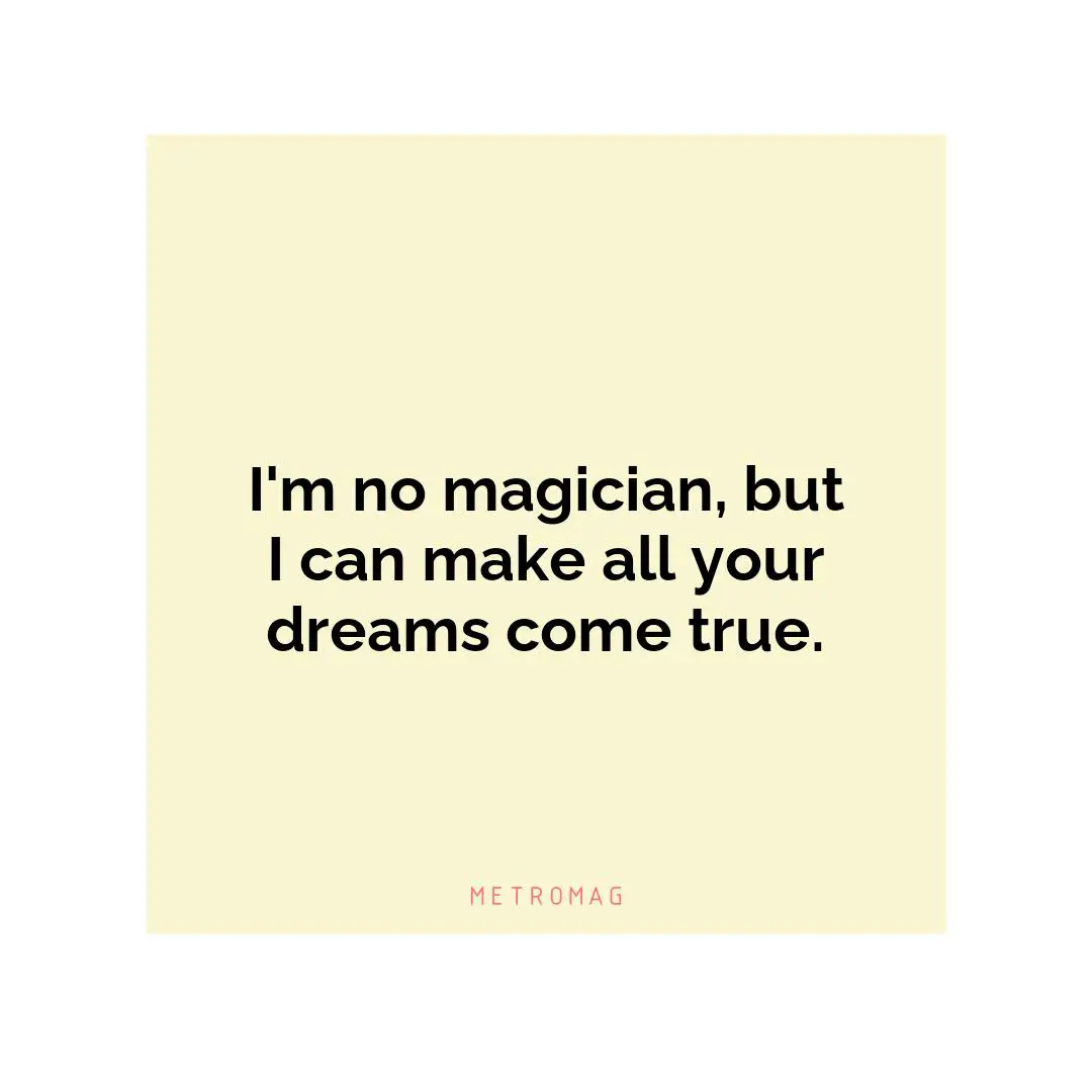 I'm no magician, but I can make all your dreams come true.