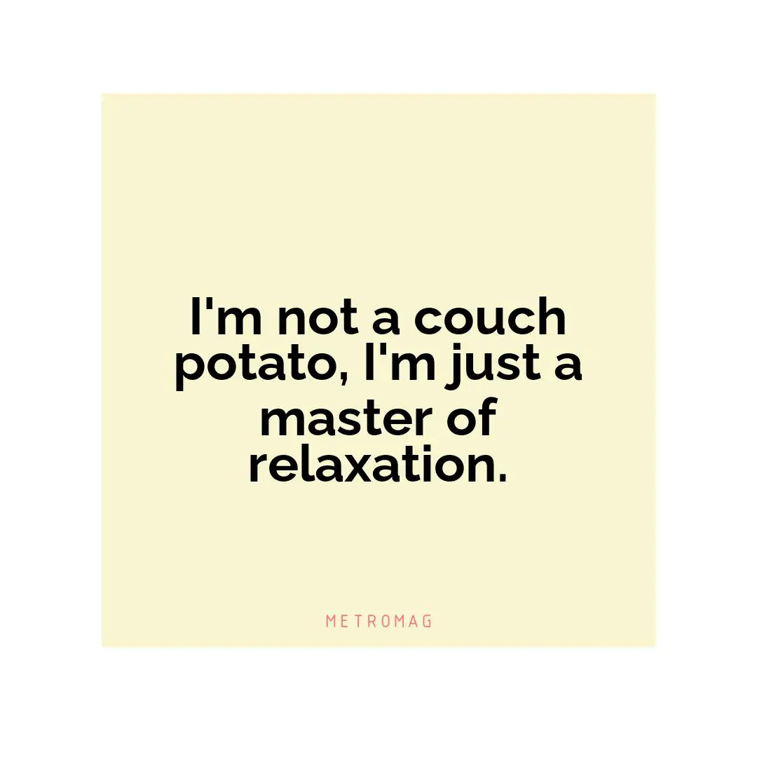 I'm not a couch potato, I'm just a master of relaxation.