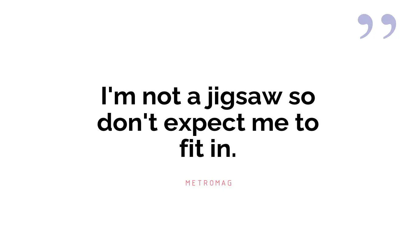 I'm not a jigsaw so don't expect me to fit in.