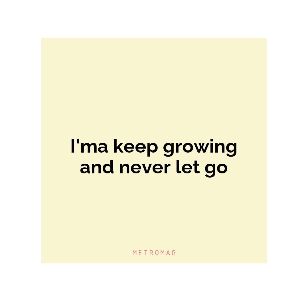 I'ma keep growing and never let go