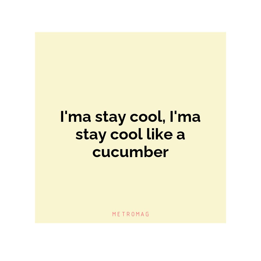 I'ma stay cool, I'ma stay cool like a cucumber