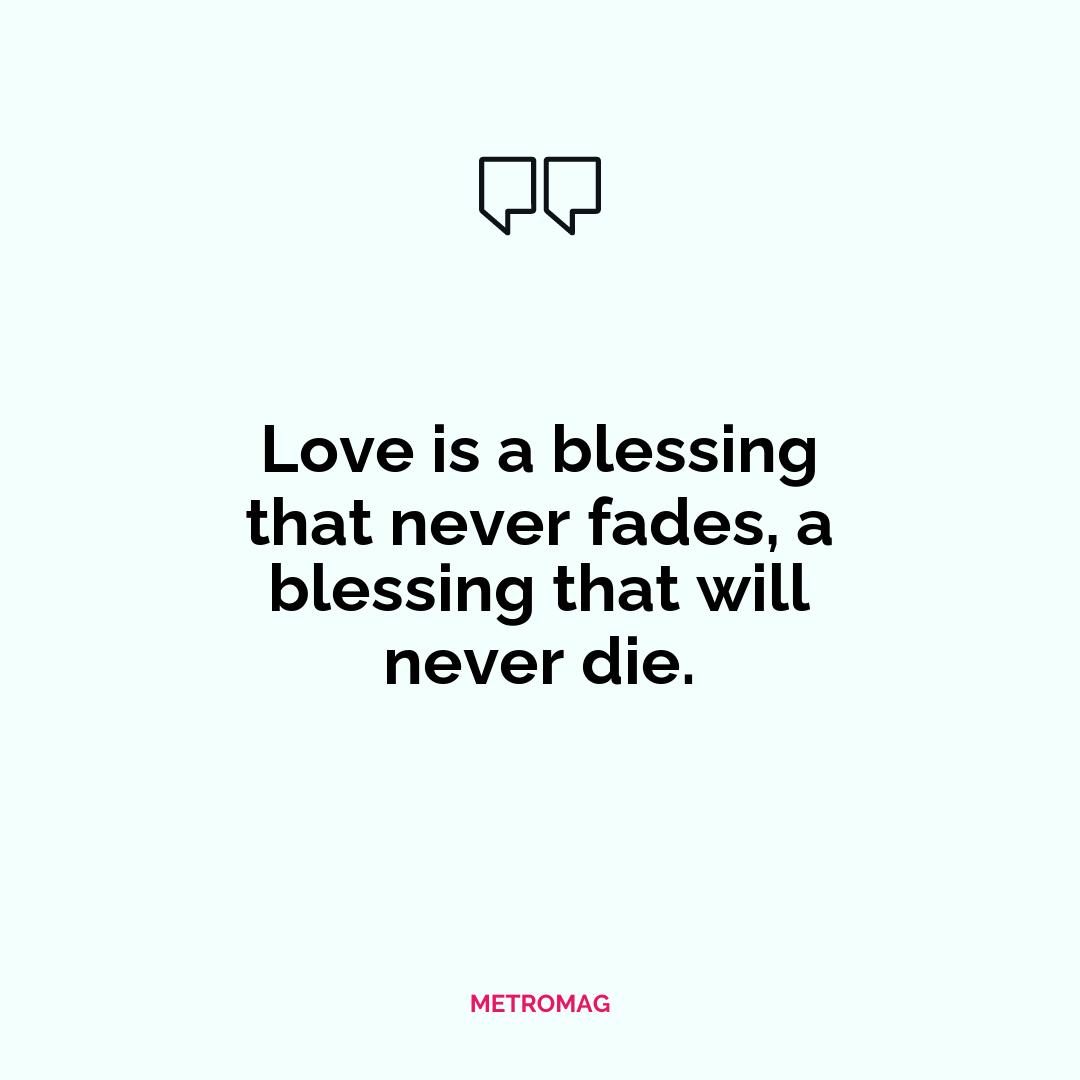 Love is a blessing that never fades, a blessing that will never die.