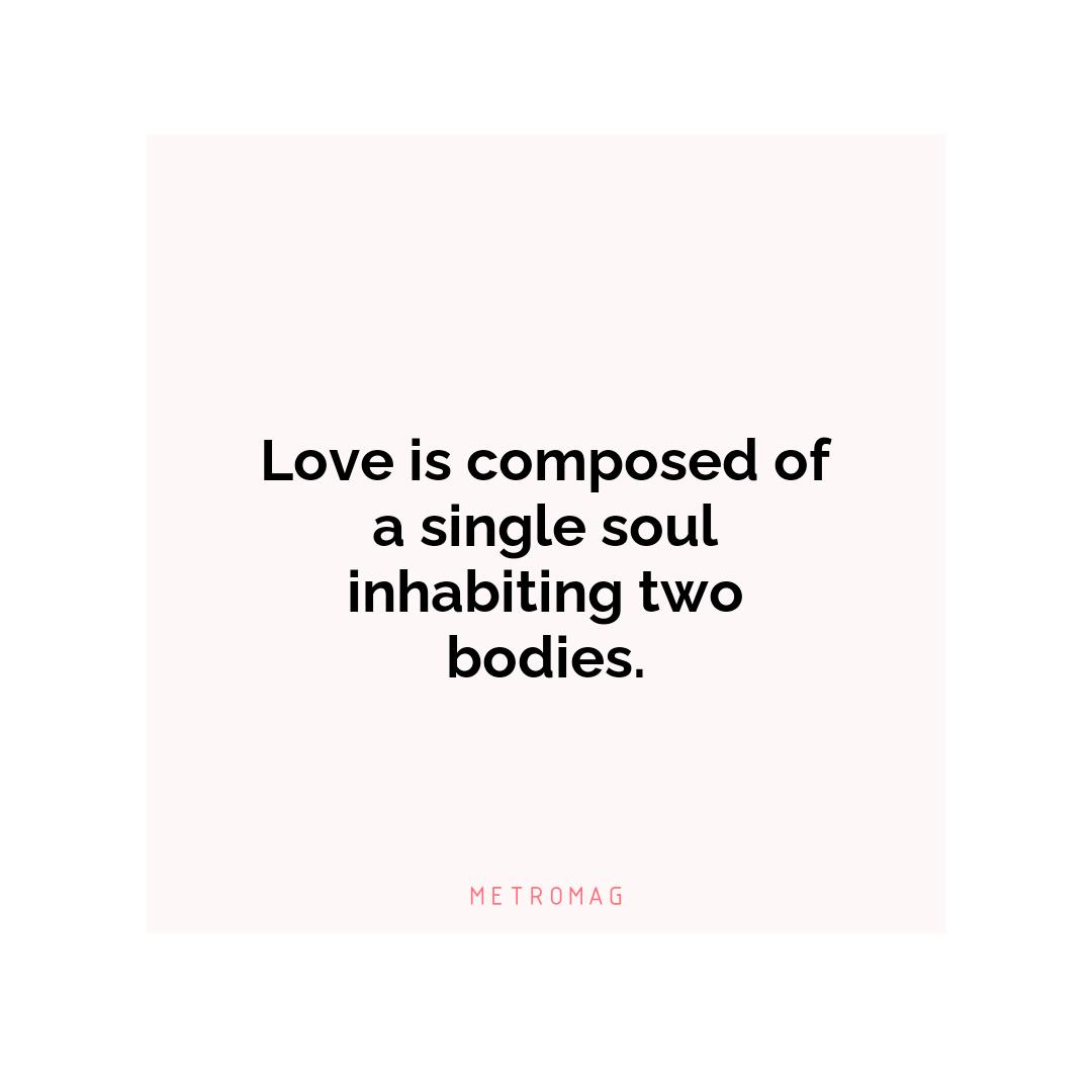 Love is composed of a single soul inhabiting two bodies.