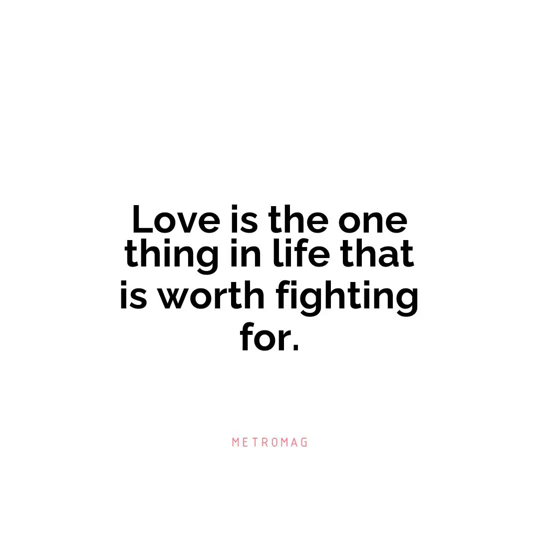 Love is the one thing in life that is worth fighting for.