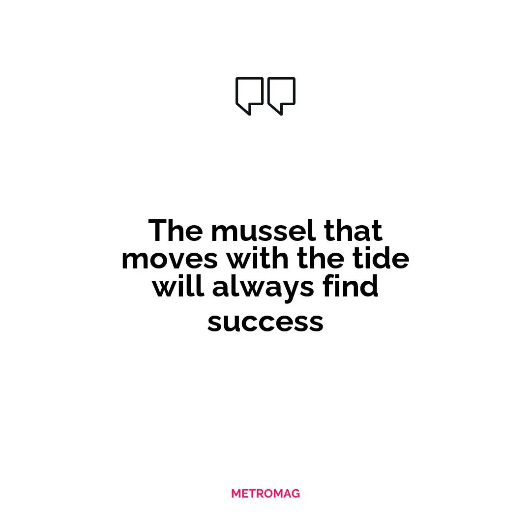 The mussel that moves with the tide will always find success