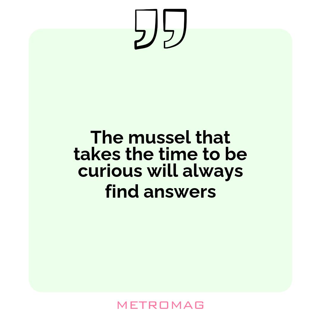 The mussel that takes the time to be curious will always find answers