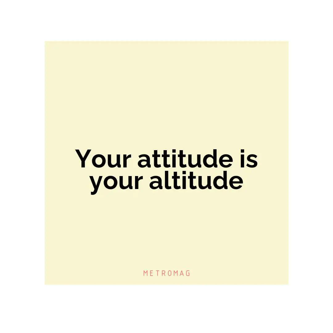 Your attitude is your altitude