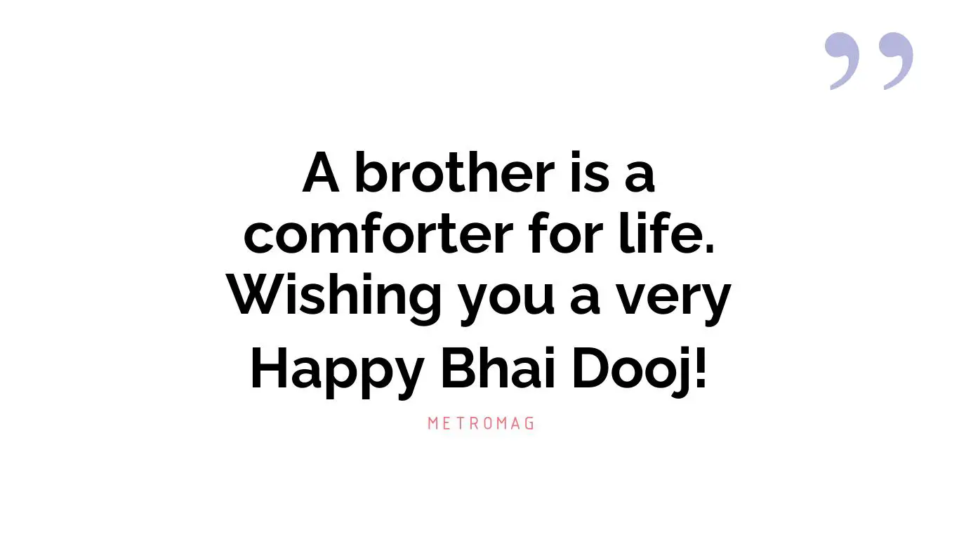 A brother is a comforter for life. Wishing you a very Happy Bhai Dooj!