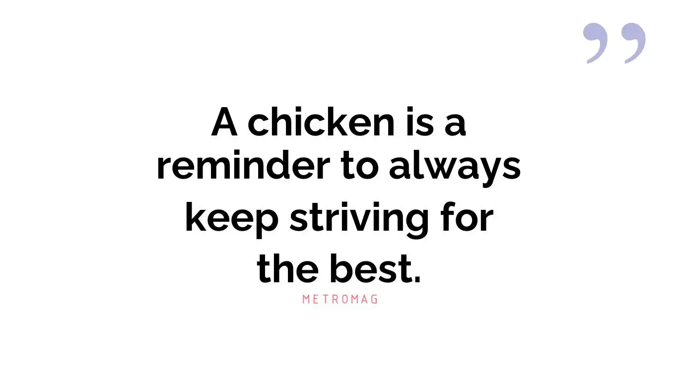 A chicken is a reminder to always keep striving for the best.