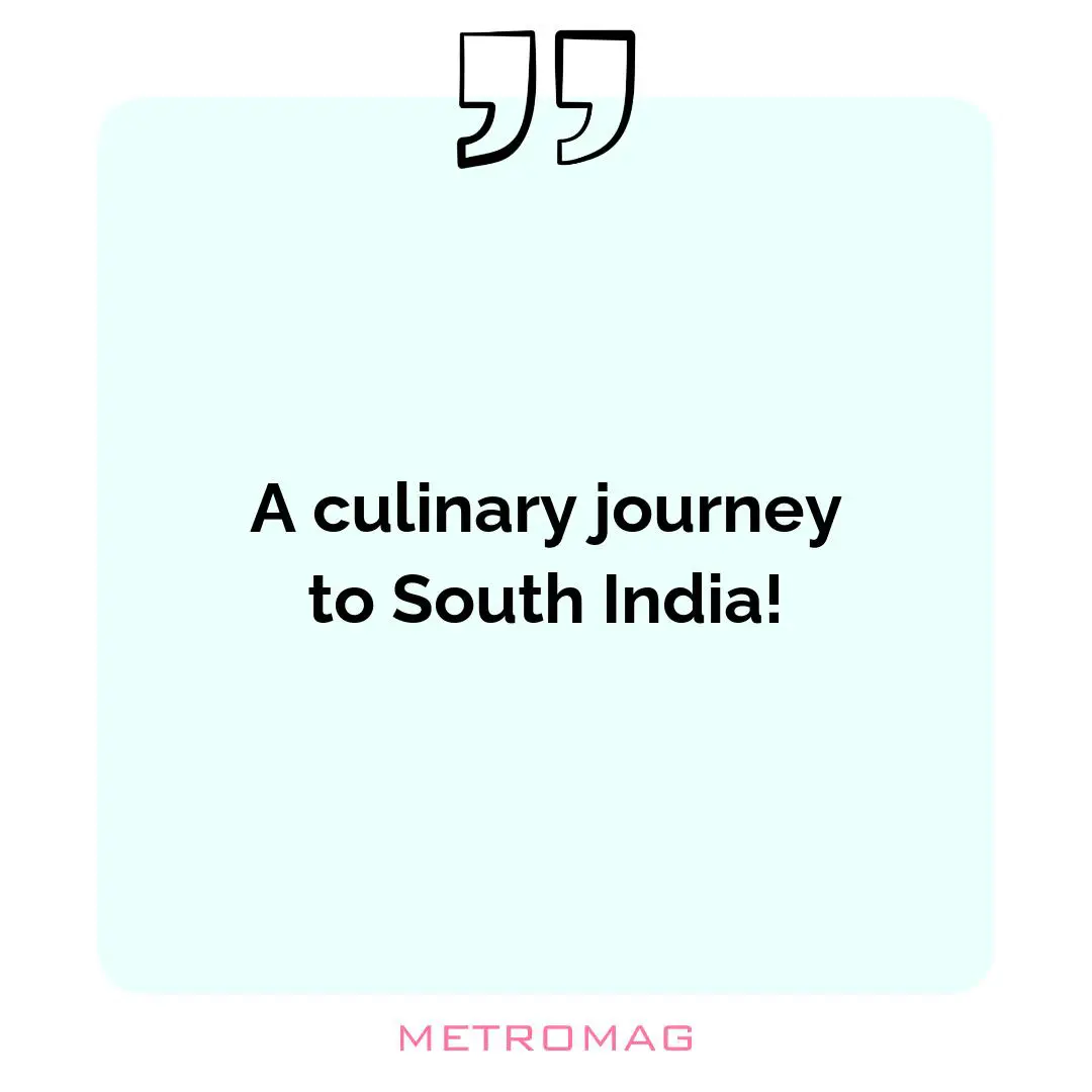 A culinary journey to South India!