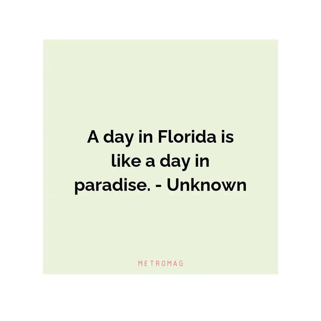 A day in Florida is like a day in paradise. - Unknown