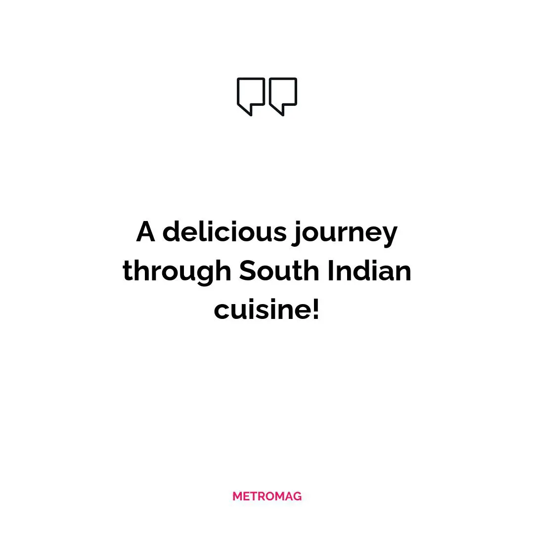 A delicious journey through South Indian cuisine!