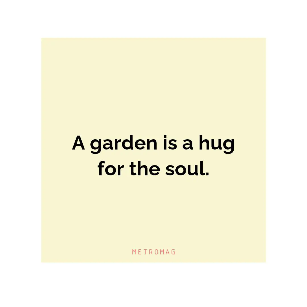 A garden is a hug for the soul.