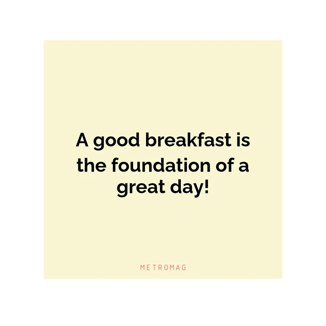 A good breakfast is the foundation of a great day!
