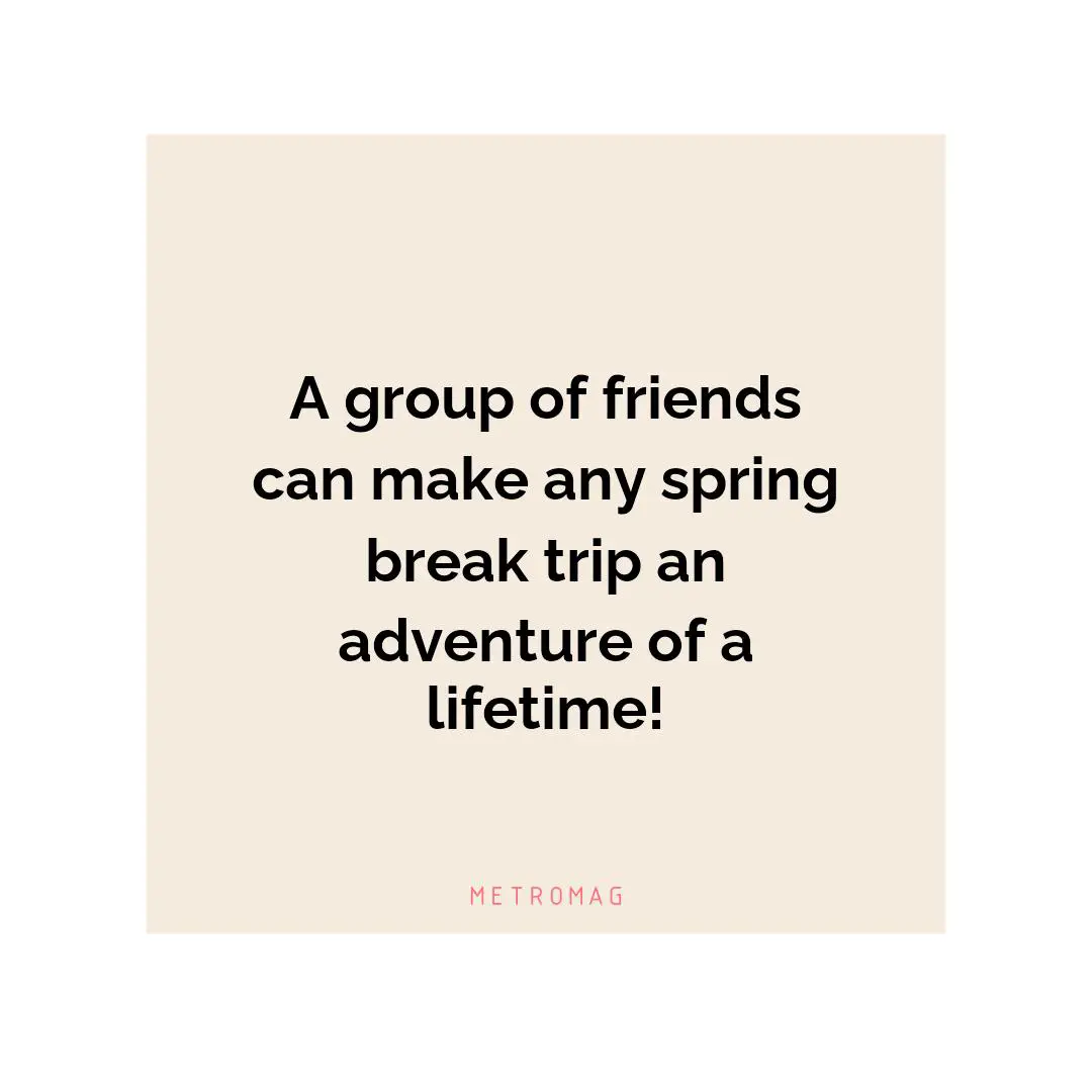 A group of friends can make any spring break trip an adventure of a lifetime!