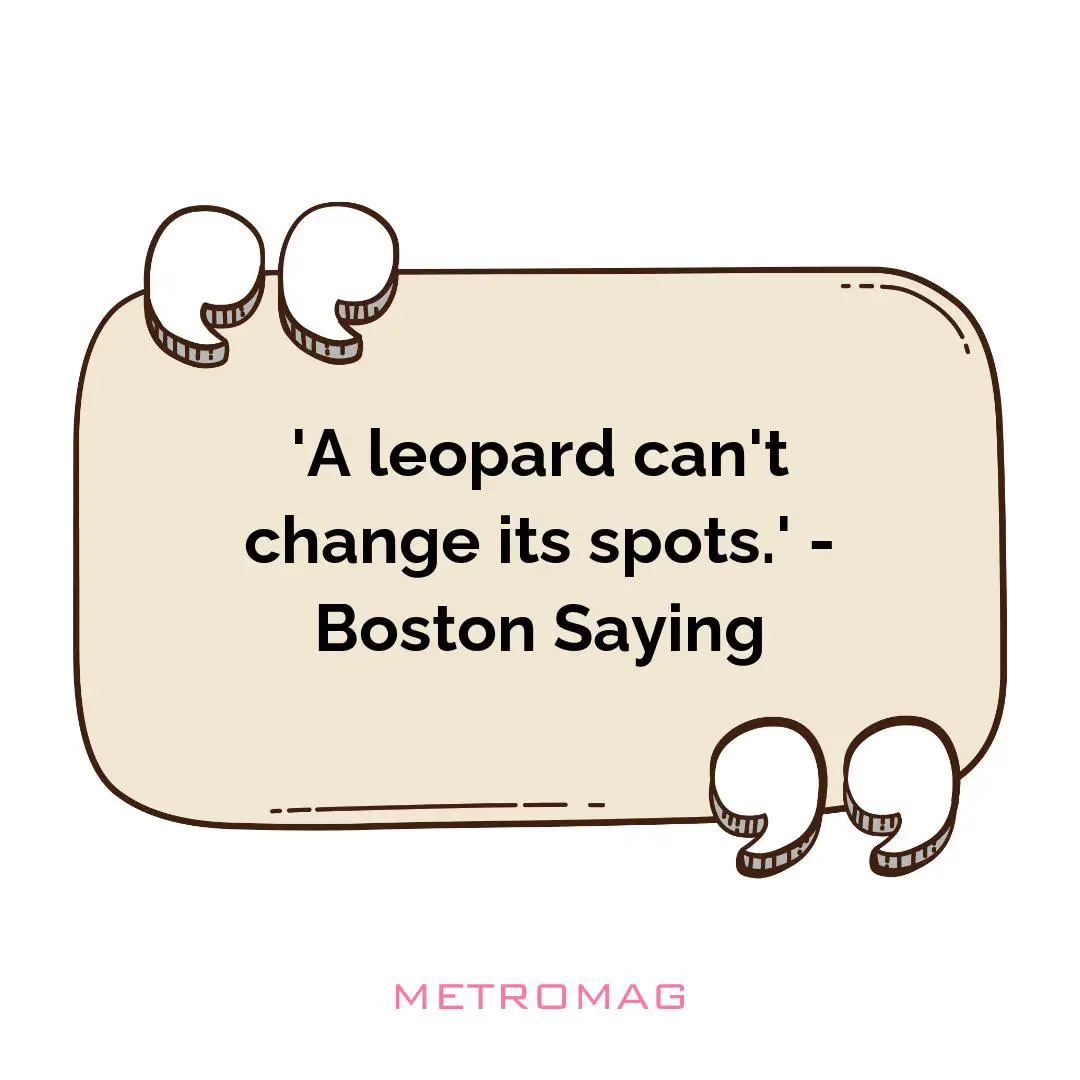 'A leopard can't change its spots.' - Boston Saying