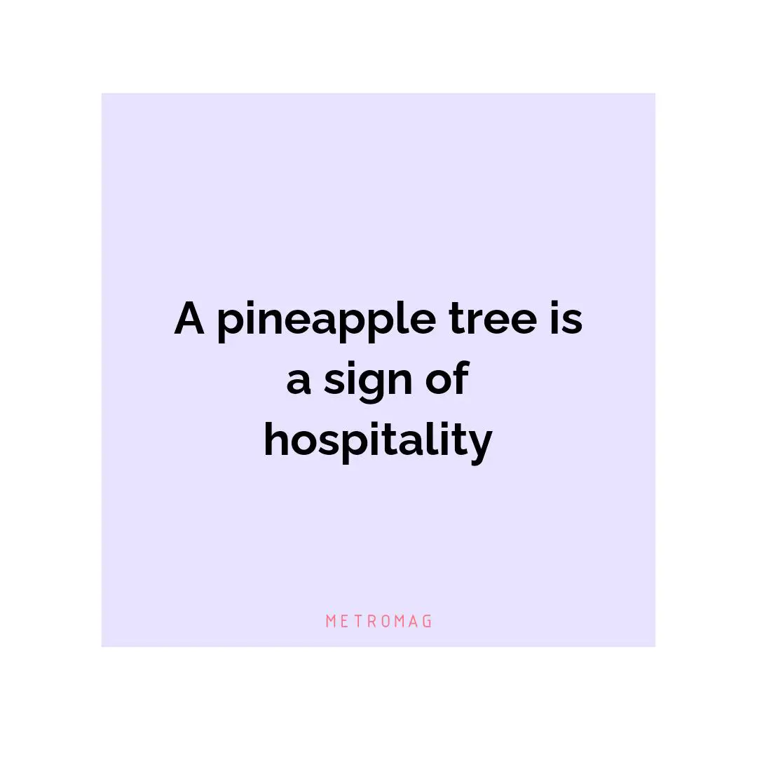 A pineapple tree is a sign of hospitality