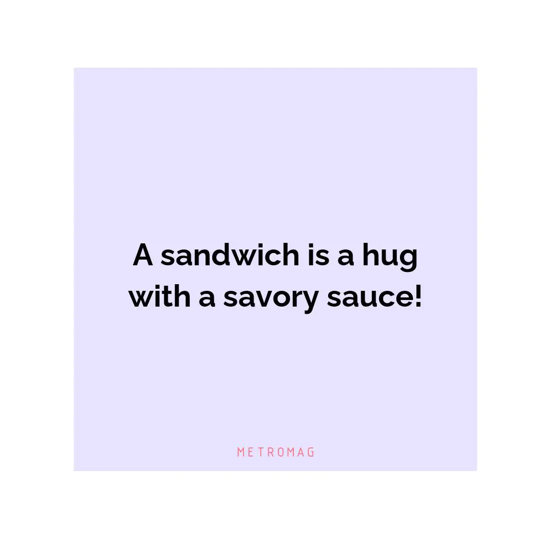 A sandwich is a hug with a savory sauce!