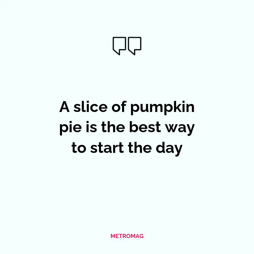 A slice of pumpkin pie is the best way to start the day