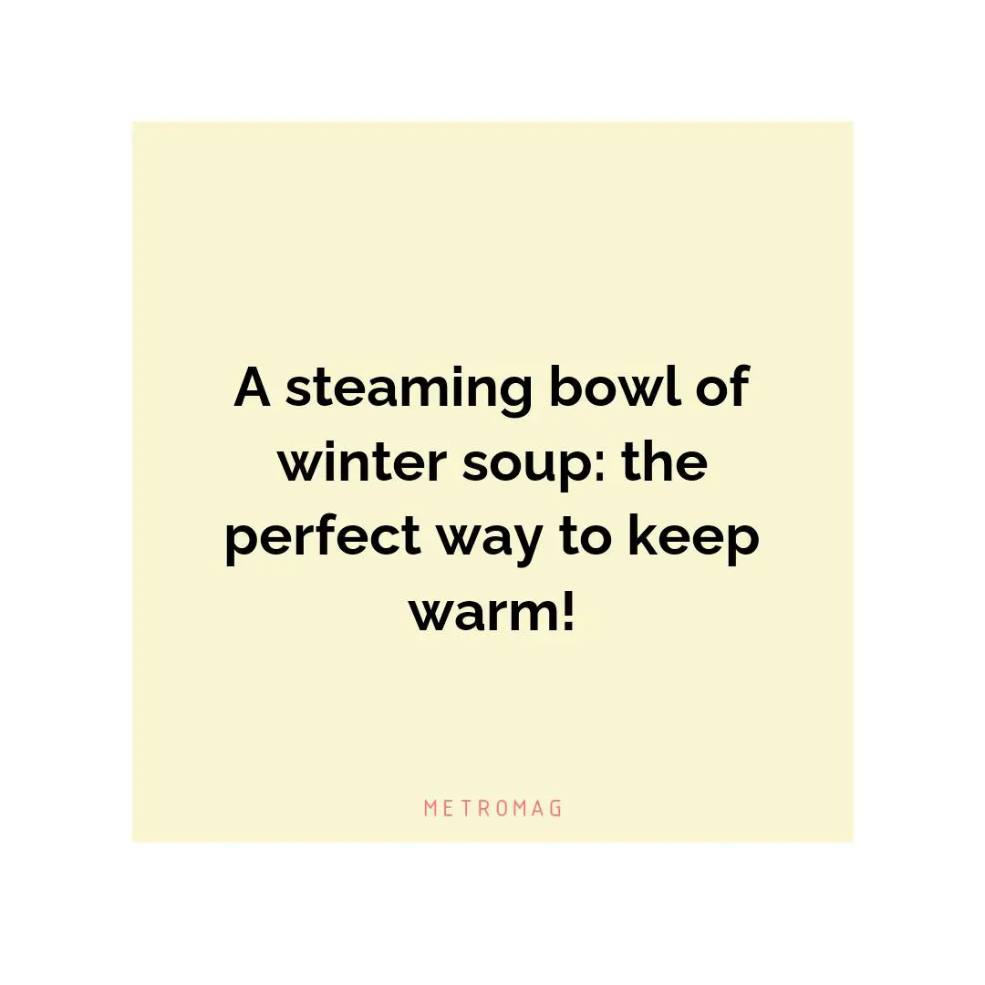 A steaming bowl of winter soup: the perfect way to keep warm!