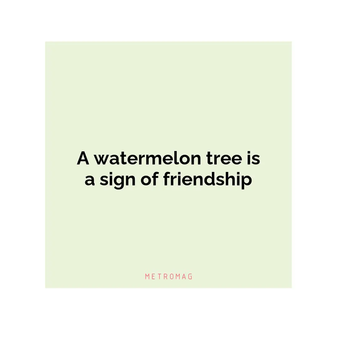 A watermelon tree is a sign of friendship