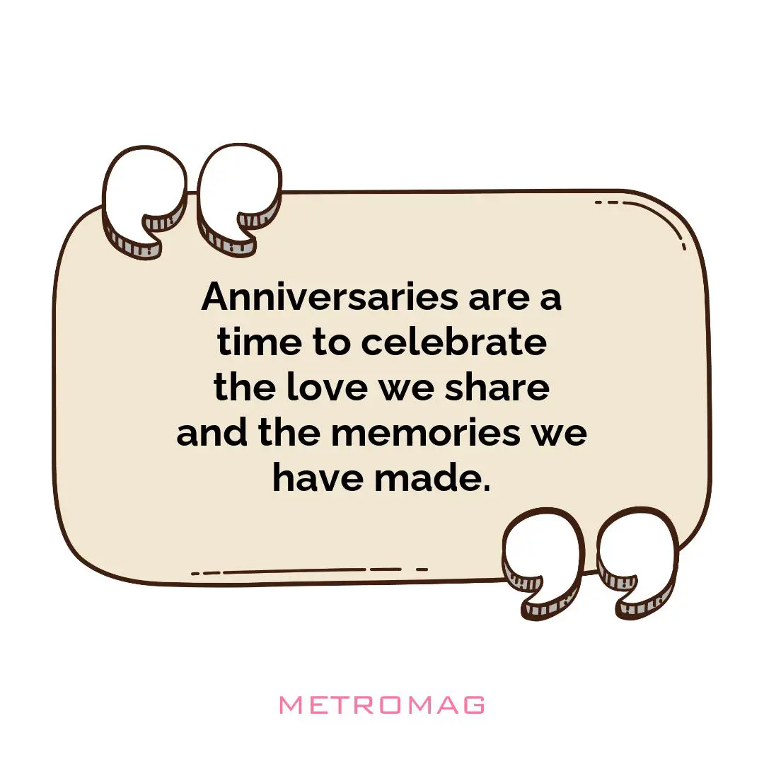 Anniversaries are a time to celebrate the love we share and the memories we have made.