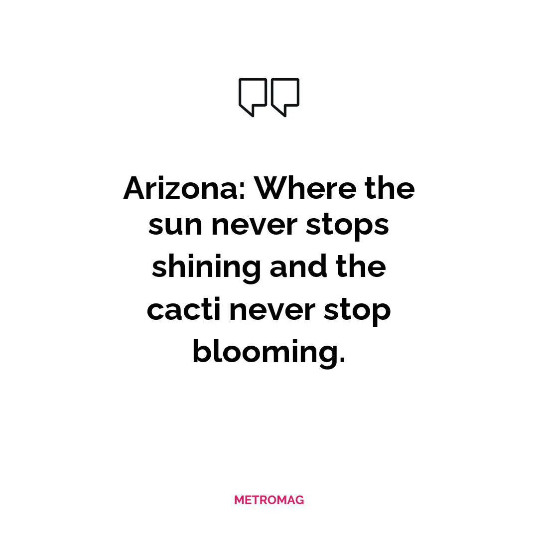 Arizona: Where the sun never stops shining and the cacti never stop blooming.
