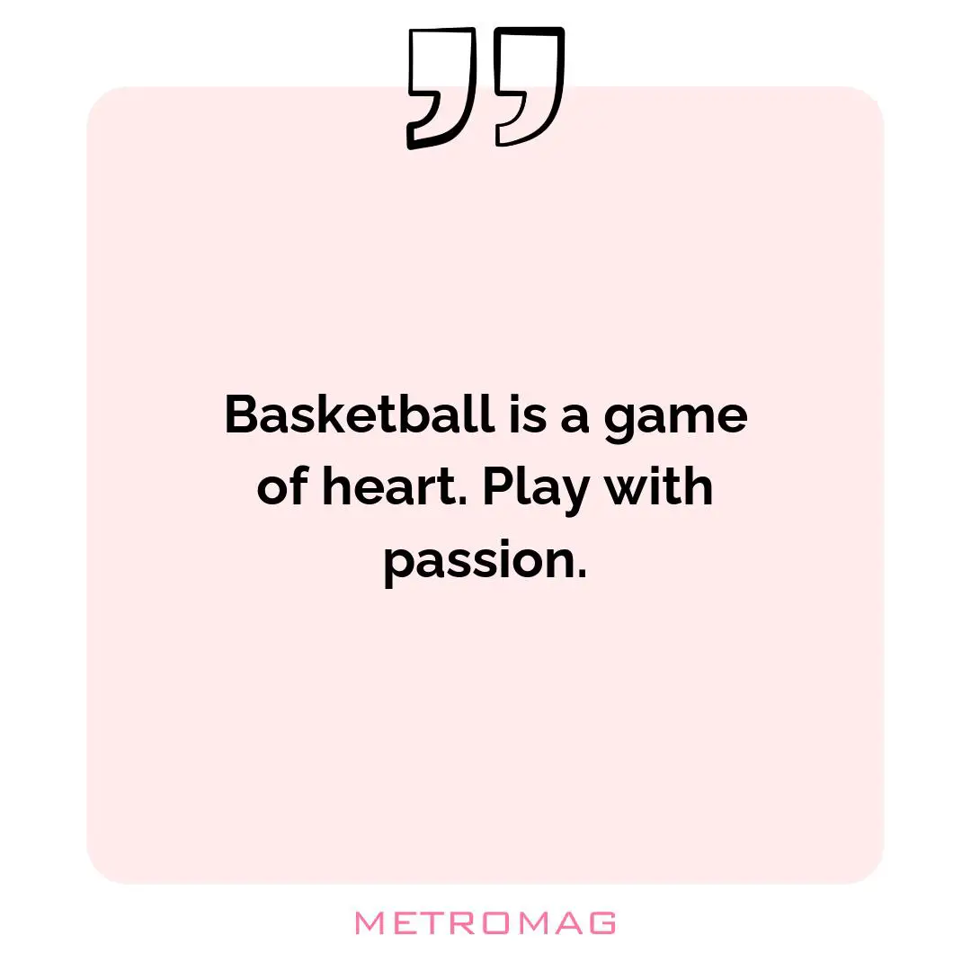 Basketball is a game of heart. Play with passion.