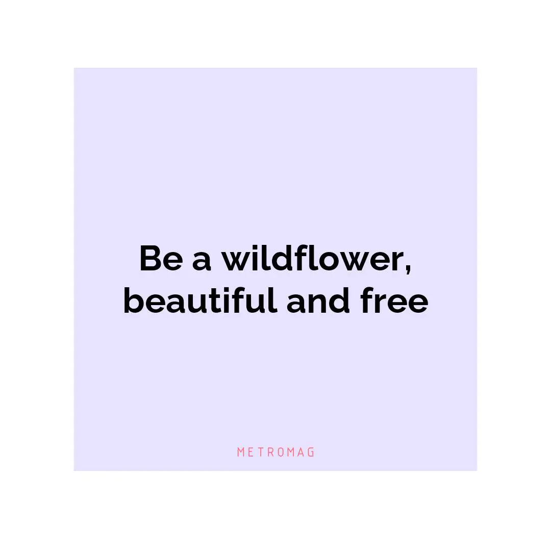 Be a wildflower, beautiful and free