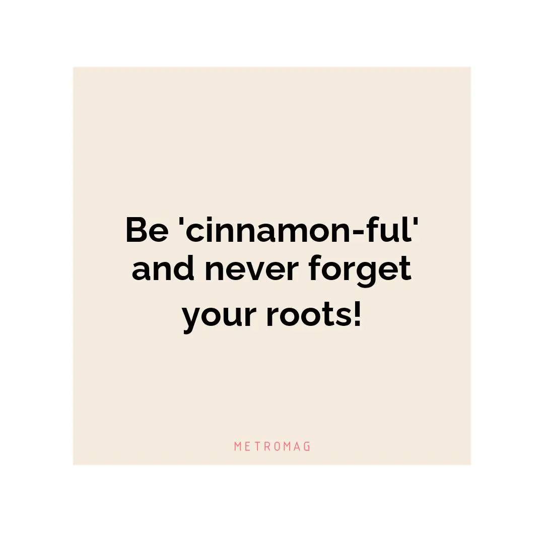 Be 'cinnamon-ful' and never forget your roots!