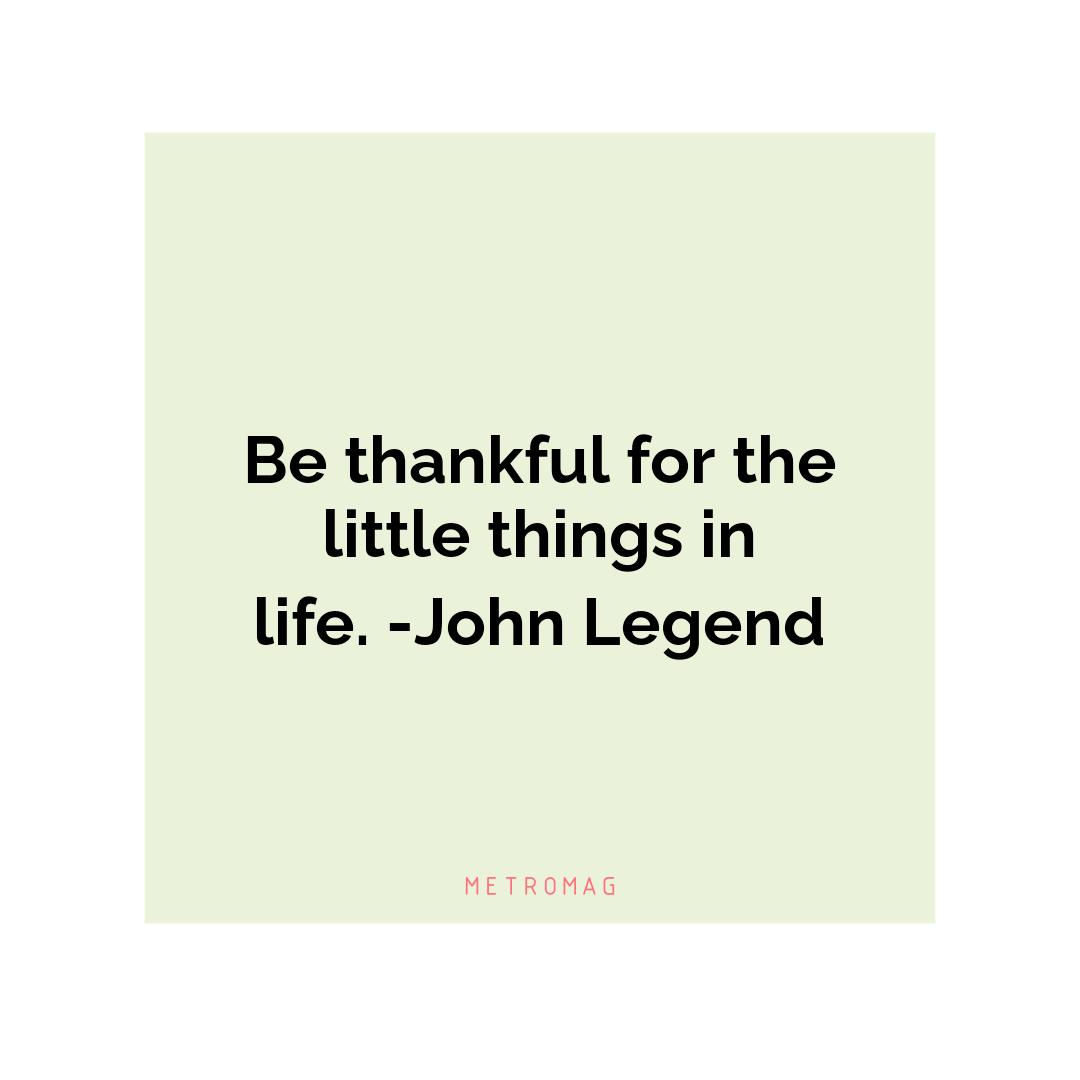 Be thankful for the little things in life. -John Legend