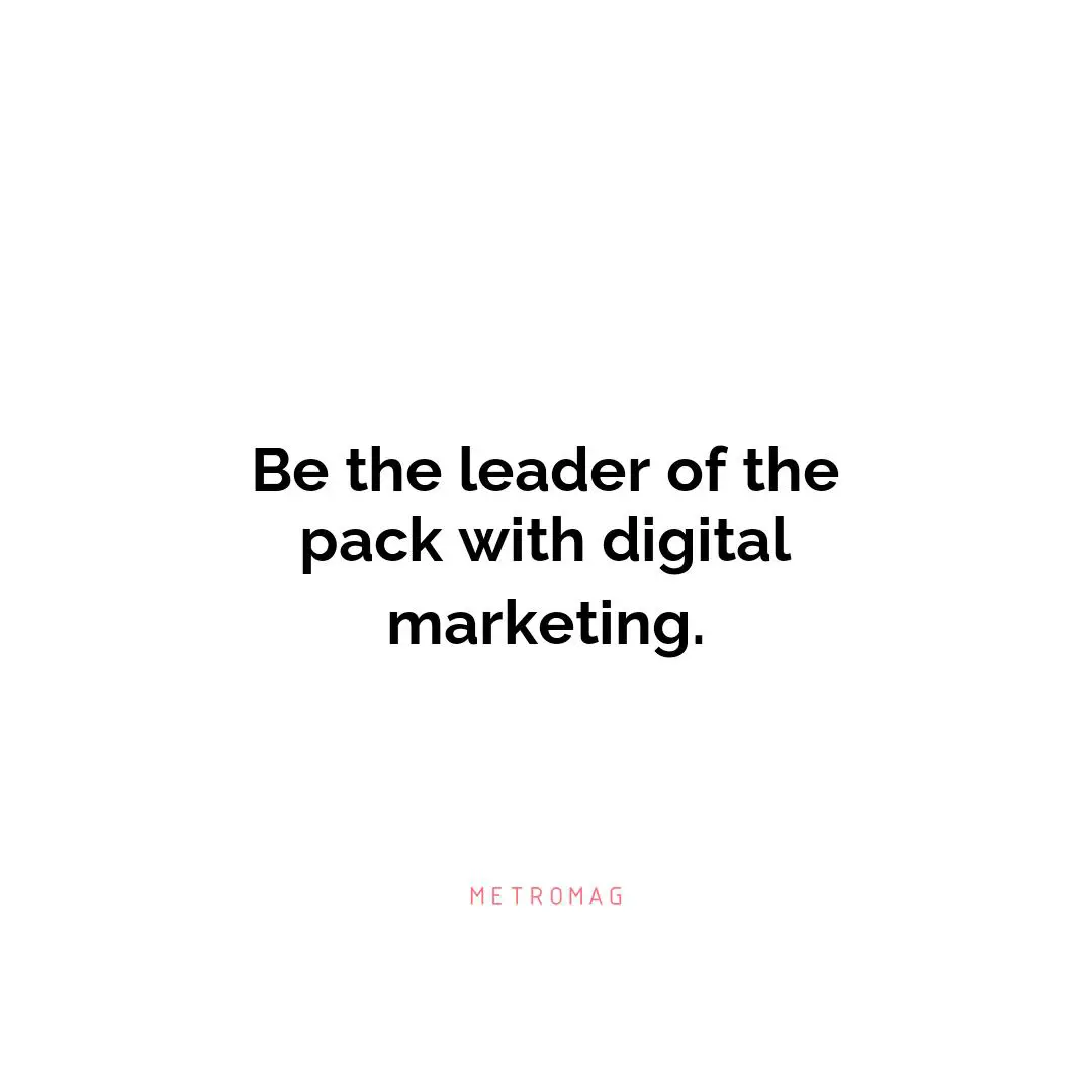 Be the leader of the pack with digital marketing.