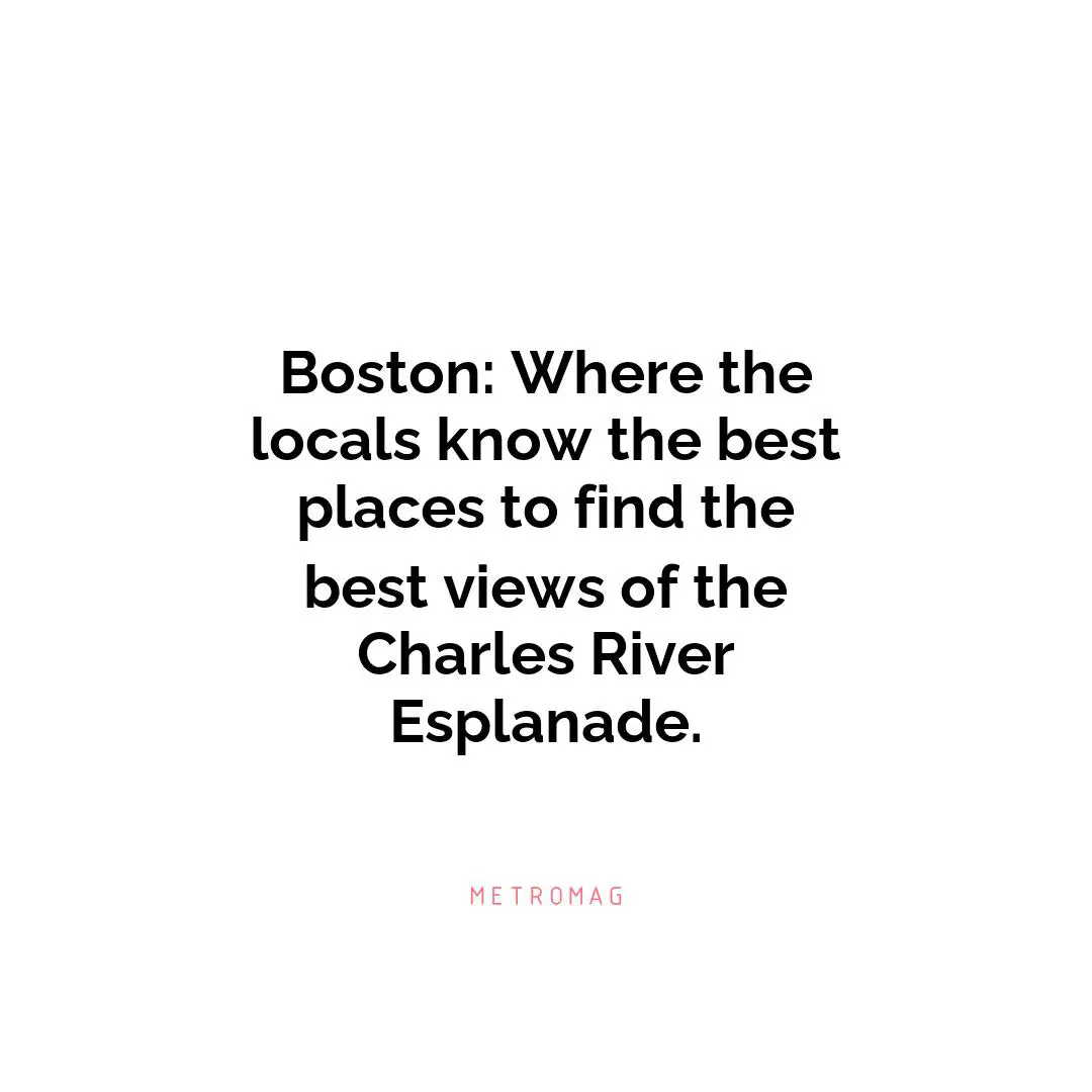 Boston: Where the locals know the best places to find the best views of the Charles River Esplanade.