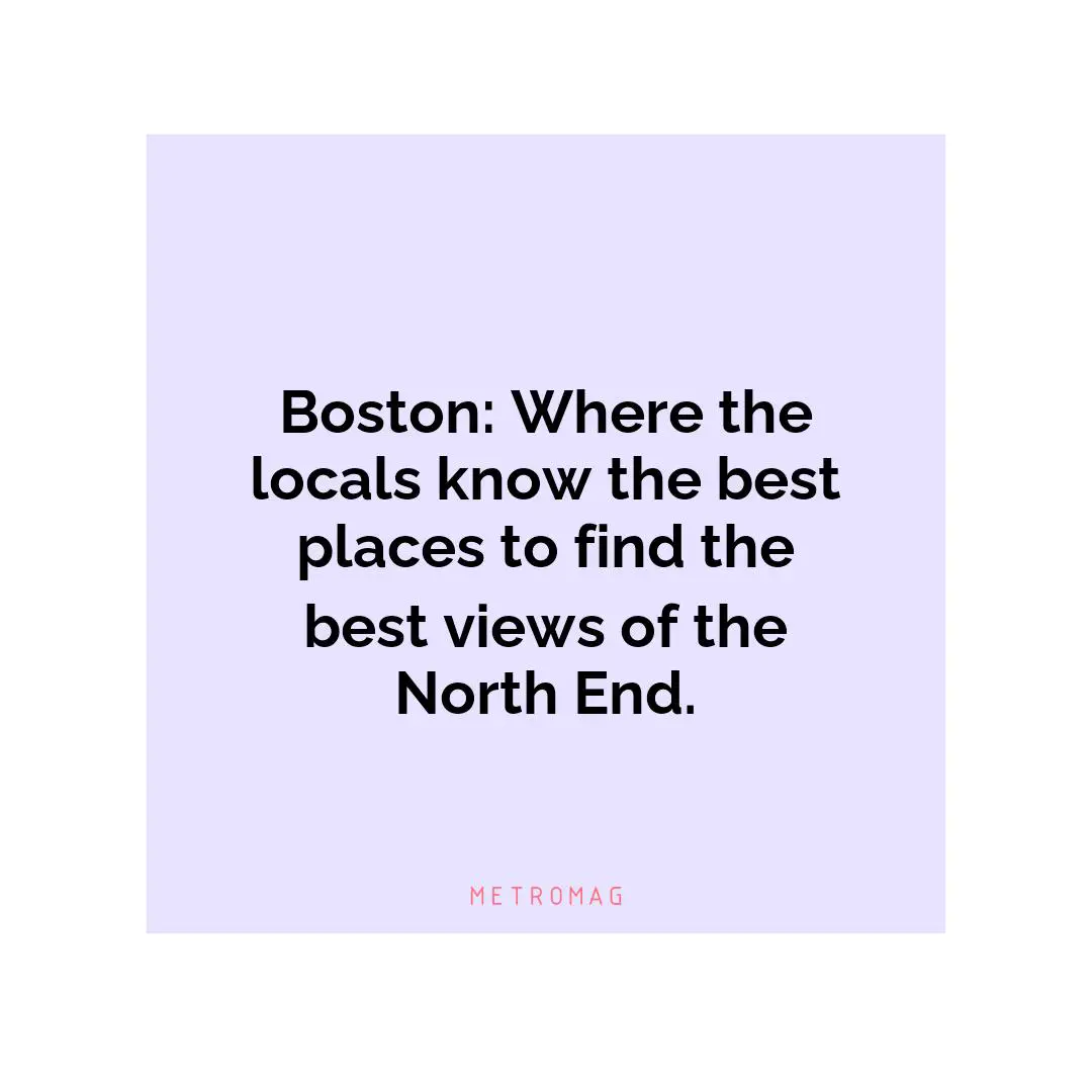 Boston: Where the locals know the best places to find the best views of the North End.