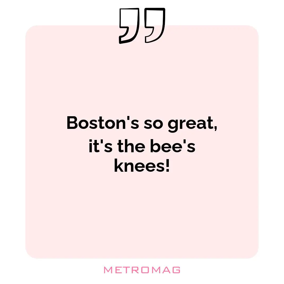 Boston's so great, it's the bee's knees!