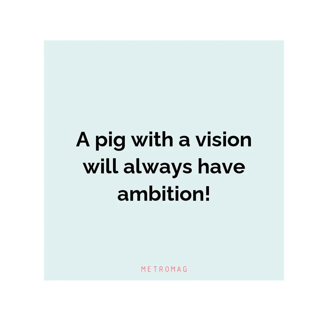 A pig with a vision will always have ambition!