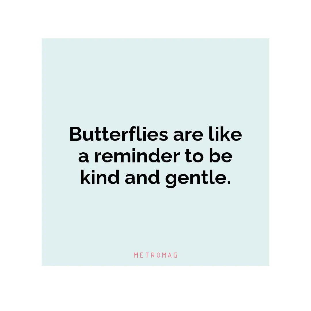 Butterflies are like a reminder to be kind and gentle.