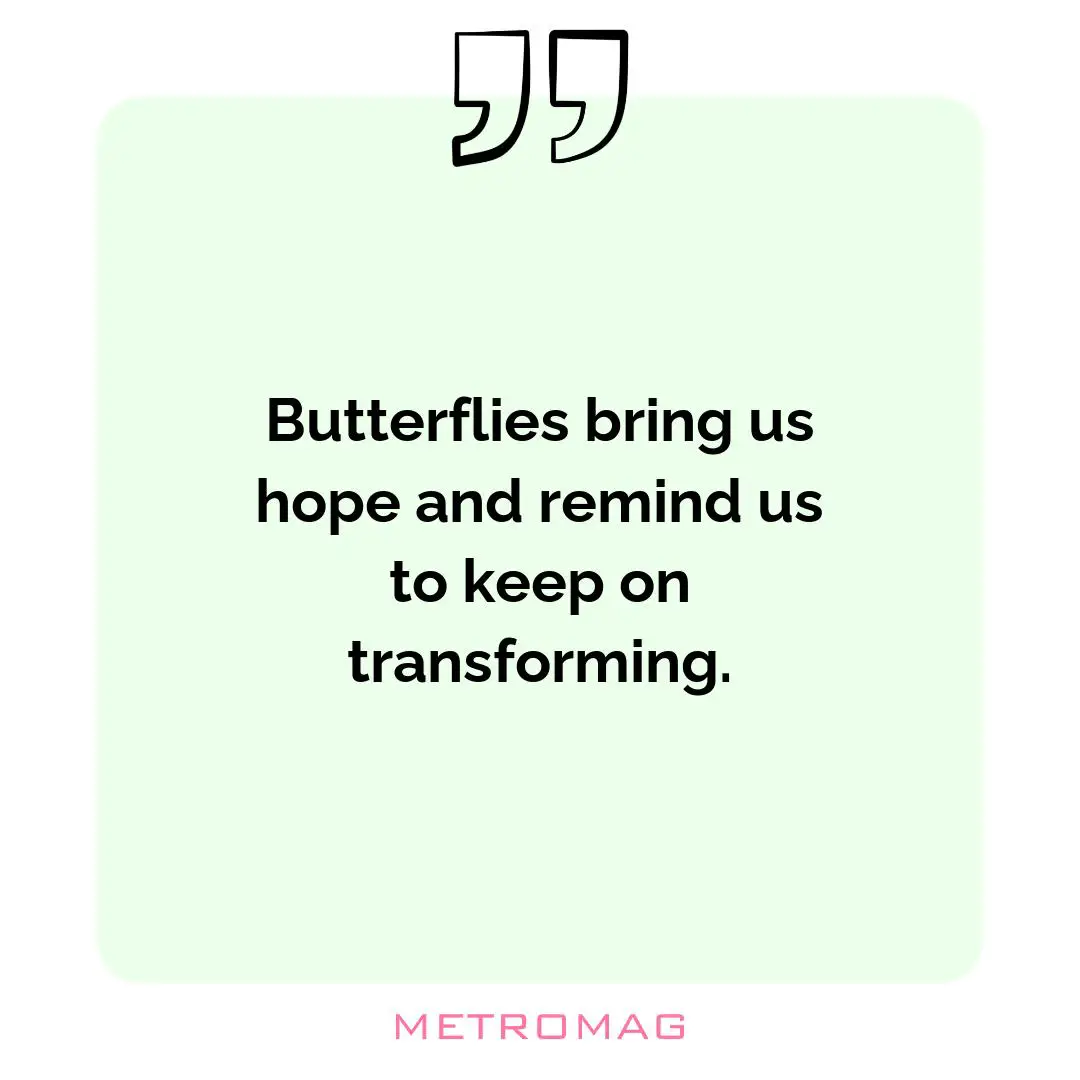 Butterflies bring us hope and remind us to keep on transforming.