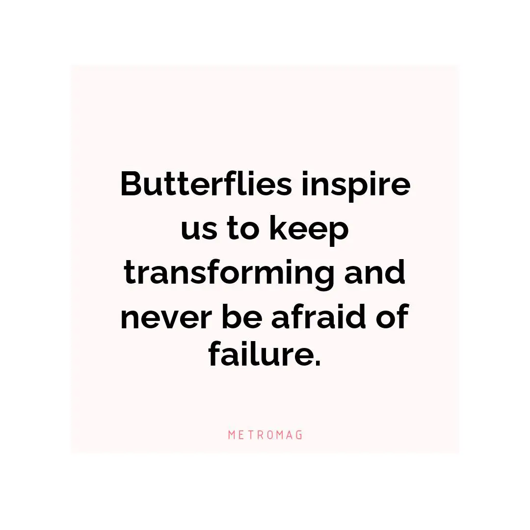 Butterflies inspire us to keep transforming and never be afraid of failure.