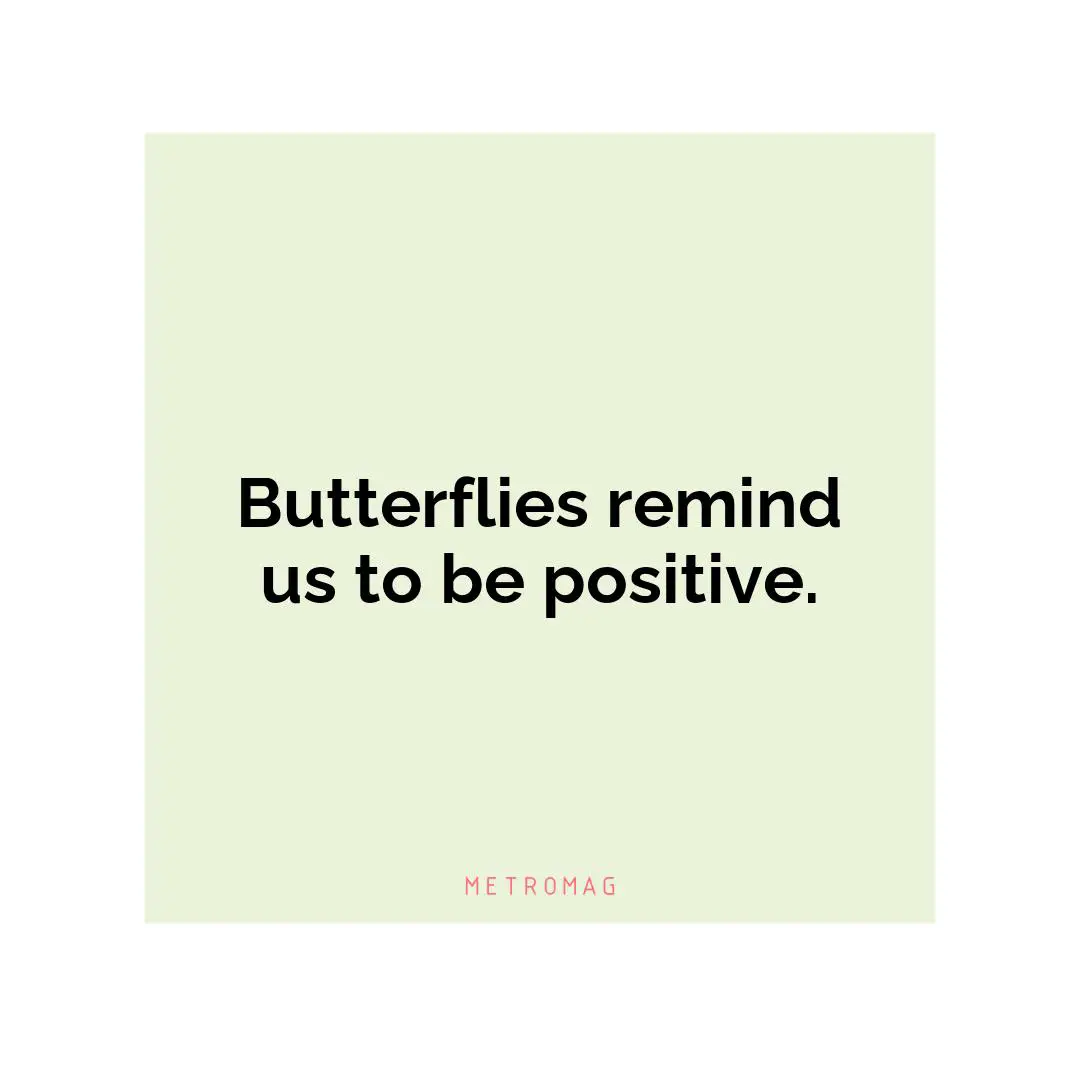 Butterflies remind us to be positive.