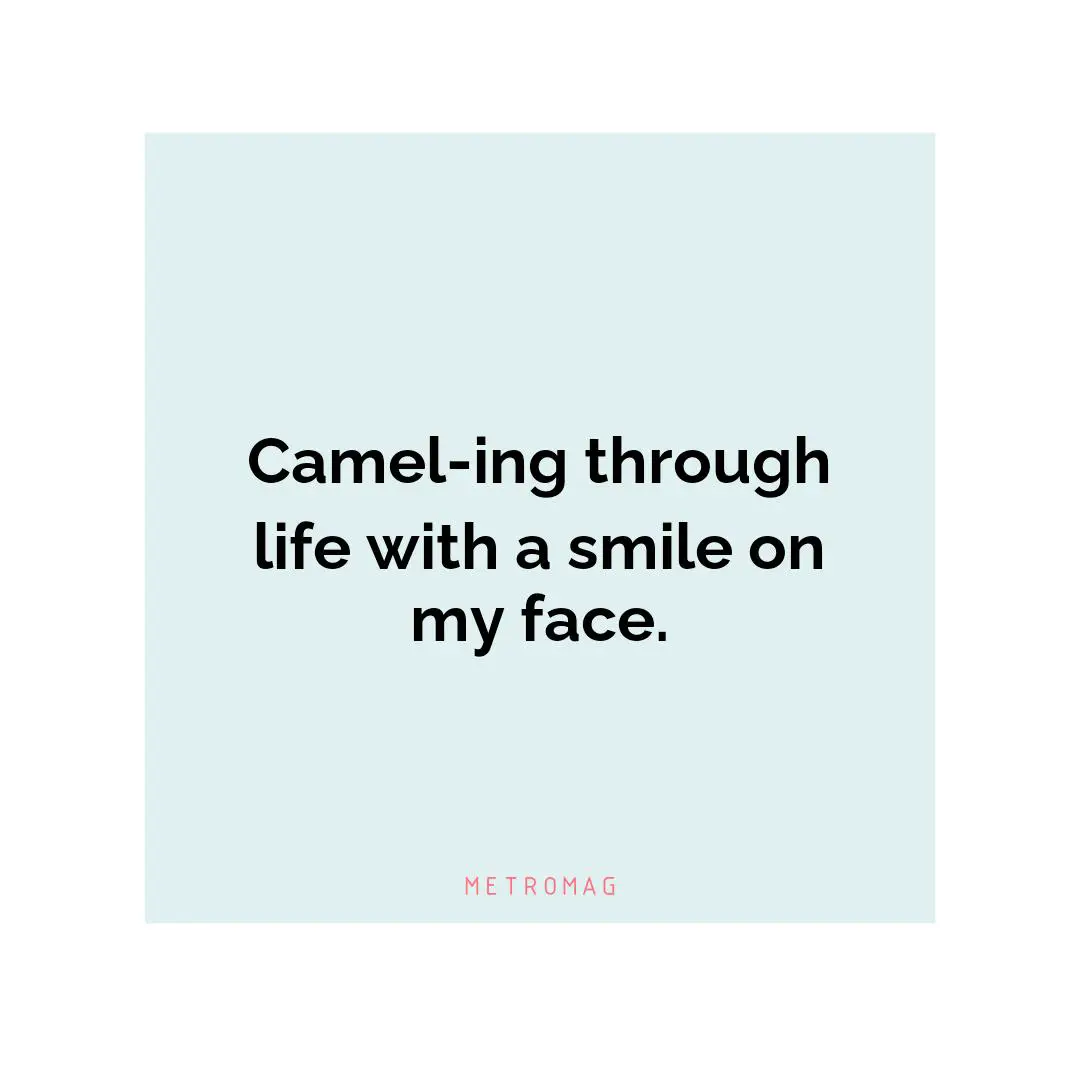 Camel-ing through life with a smile on my face.